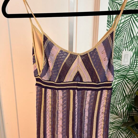 NEW Maje Purple Metallic Knit Maxi Dress Sz 2 Tall - Picture 8 of 10